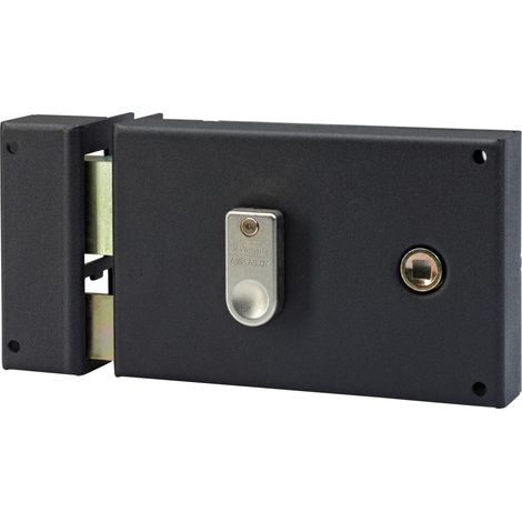 Serrure en applique horizontale à fouillot Gauche, Porte d'Entrée, Porte intérieure - 67486/SC G - Sûreté à gorge, Axe à 55 mm, Utilisation avec poignée carré de 6 mm, 2 Clés fournies, Marron (1/5)