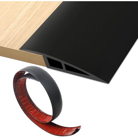 Barre de Seuil Adhésive Noir 1,2m, Profilé de Transition PVC, Barre de Seuil Rattrapage de Niveau (7 à 13 mm), Seuil de Porte Adhésif et Rampe de Seuil pour Parquet Flottant, Carrelage et Sol PVC (1/5)