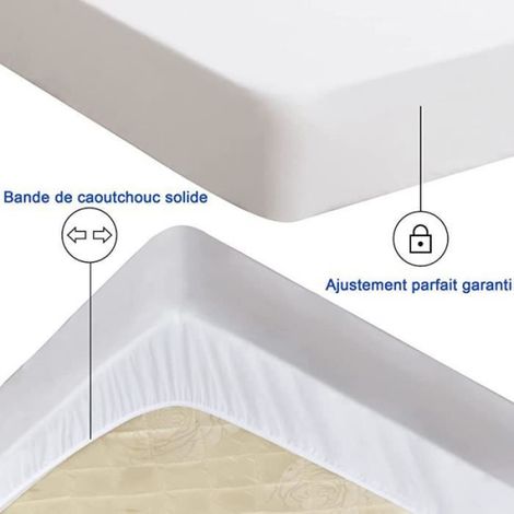 Protège Matelas imperméable 180x200cm, Premium Respirant Housse Matelas, Protège Matelas Bruit Housses, Imperméable blanc 180 (1/4)