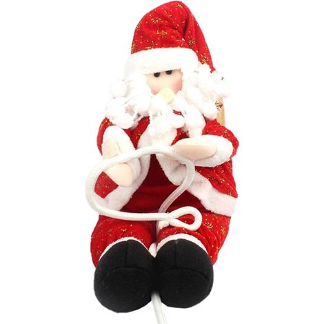 Ornement de Noël Père Noël en Tissu 22 Cm Pendentif Suspendu pour Sapin Élégante et Jolie Accessoire Photo (1/5)