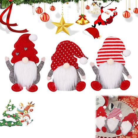 Sac de Vaisselle de Table Noël,Sac à Couverts Noël,Porte Couverts de Noël,Sacs à Couverts pour Table de Fête Décoration de Noël,Porte Couverts en Feutre de Noël,Paniers à Couverts Noël Rouge,3 Pièces (1/5)