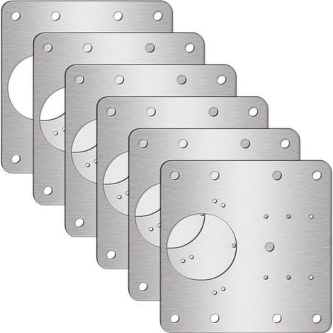 Plaque de réparation de charnière pour meubles en acier inoxydable 9x9 cm, lot de 6 (1/5)