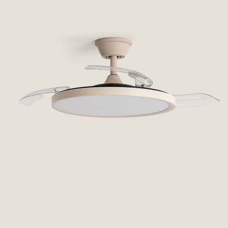 Deckenventilator mit Licht Lautlos DC einziehbare Flügel Kleon Transparent Fernbedienung Klein (bis 10 m²) 105 cm Beige (1/5)