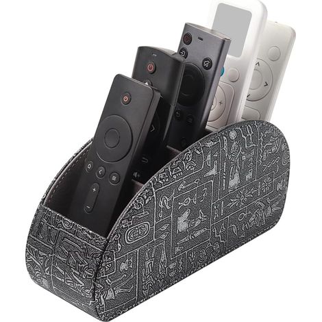 1 Organiseur de télécommande, 5 compartiments, cuir PU, rangement bureau, salon, chambre (1/5)