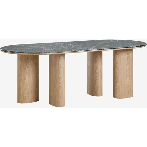 SKLUM Ovaler Esstisch 220x100 cm aus MDF und Marmor Dayana Grüner Marmor Udaipur