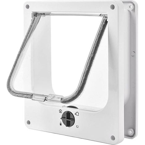 Chatière pour Chat de Compagnie Porte Battante avec Verrouillage Rotatif à 4 Voies Fermeture Magnétique Silencieuse pour Chats et Petits Chiens Intérieur Extérieur (1/5)