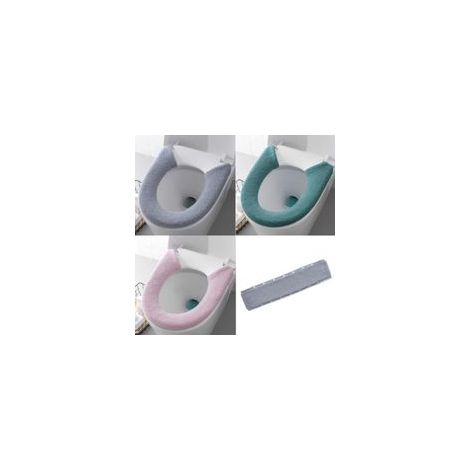 Lot de 3 housses de siège de toilette douces et plus épaisses, style bouton 3 couleurs, tapis de fermeture réutilisable lavable pour salle de bain, tapis de siège de toilette universel, garde au chaud (1/5)