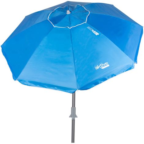 Parasol de Plage Pliable et Inclinable Bleu Ø210 cm, Protection UV50, Brise-Vent de Plage (1/5)