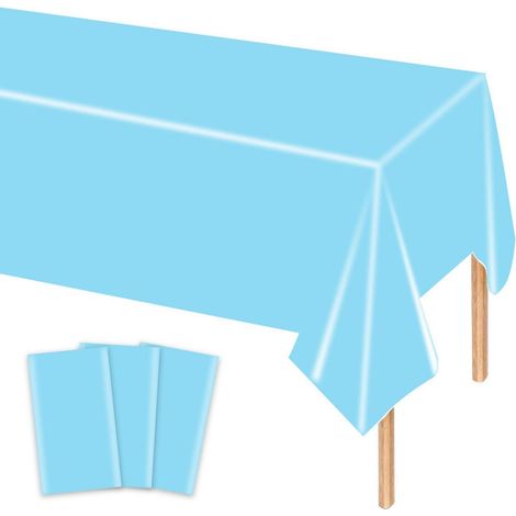Lot de 3 nappes jetables bleu clair 137x274 cm pour fêtes et célébrations