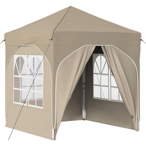 Tente de réception portable, 192 x 192 x 245 cm, beige. (1/5)