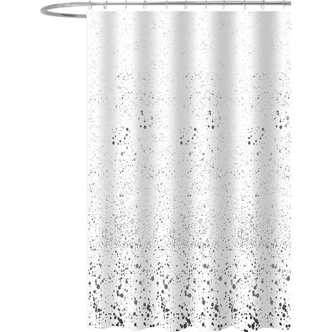 Rideau de douche 180x180m, polyester, blanc, éclaboussures (1/2)