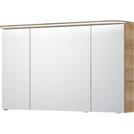Spiegelschrank mit LED Kranzboden und 3D Funktion in Riviera Eiche quer Nb. BUDVA-66, B/H/T ca. 120/72,3/17 cm (1/5)
