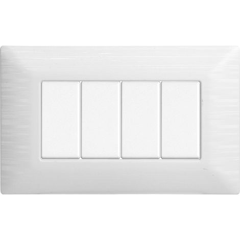 Placca Plastica Serie Solar 4P Colore Bianco Satinato Compatibile Con Bticino Matix (1/6)