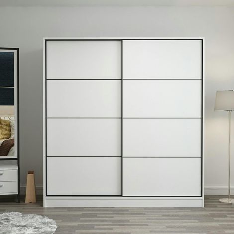 Armoire penderie blanche portes coulissantes L.180 cm BYRON (1/5)