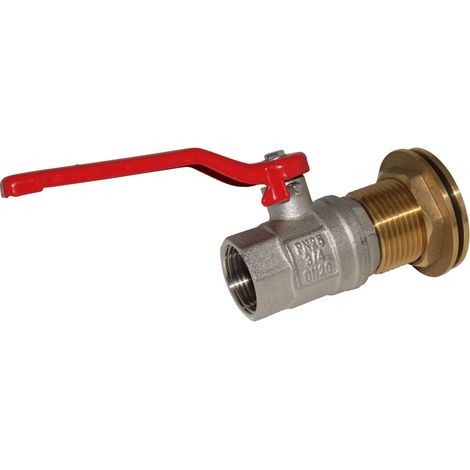 Passe-paroi mâle 1" - femelle 3/4" avec vanne 1/4 de tour laiton