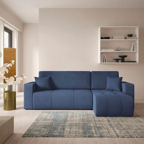 Wendbares 3-Sitzer-Ecksofa mit Stauraum umbaubar zum Bett Vasco Blau (1/5)