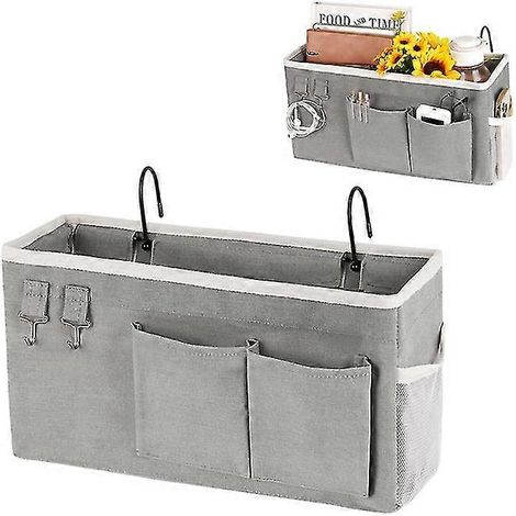 Sac de rangement suspendu pour lits superposés, lits d'hôpital et barrières de lit de dortoir. Peut contenir lunettes, livres, téléphones portables et clés. (1/5)