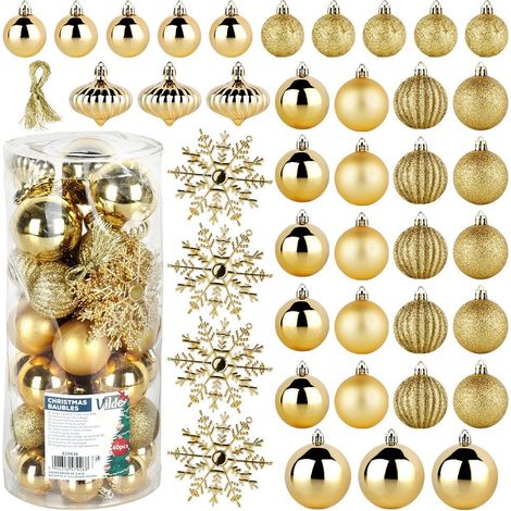 Boules de noel incassables dorees 4 5 6 10 cm 40 pieces