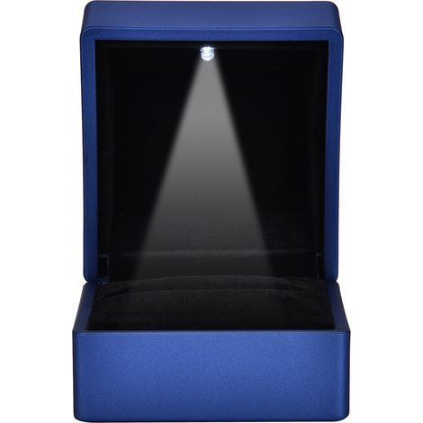 Eheringbox mit LED-Beleuchtung - Schmuck- und Anhängerkästchen, blaues Licht (Aufbewahrungskästchen)