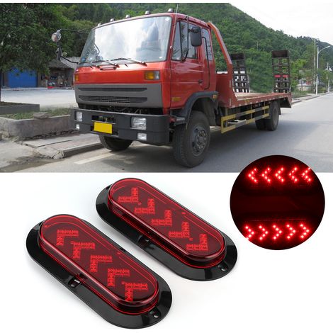 Lot de 2 feux arrière ovales étanches de 15 cm (6 pouces) avec 25 LED, pour bateau, quad, camion ou remorque. (1/5)