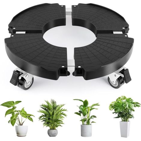 Porte Plante a roulettes, Réglable Ø 35-48cm, Capacité De 150 KG Supports de Pots de Fleurs à roulettes pour Support de Pot de Fleur (1/5)