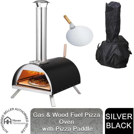 Haven Gas & Wood Fuel Pizza Oven Built-in Thermometer &Pizza Paddle Black/Silver (1/5)