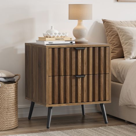 Mesita de noche con 2 cajones MDF 45x40x53 cm OKMYHOME (1/5)