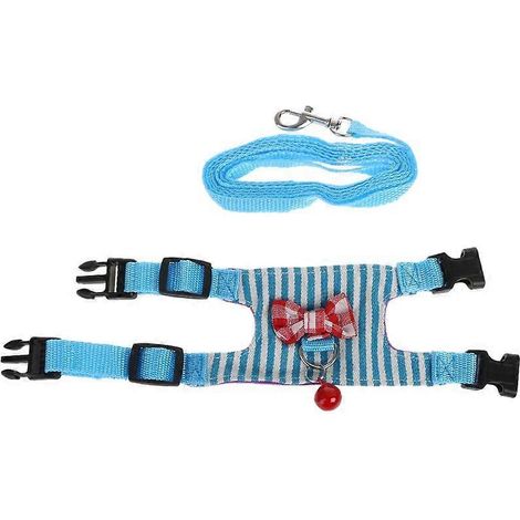 Mignon harnais et laisse en gilet à carreaux pour rat, chinchilla, lapin, écureuil, promenade - bleu, taille M (190 caractères) (1/4)