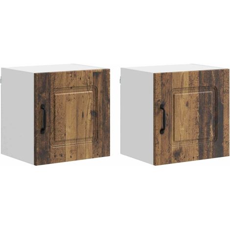 Set di 2 moderni armadietti da cucina rettangolari con ampio spazio di archiviazione 40 x 31 x 40 cm in legno antico 020053570