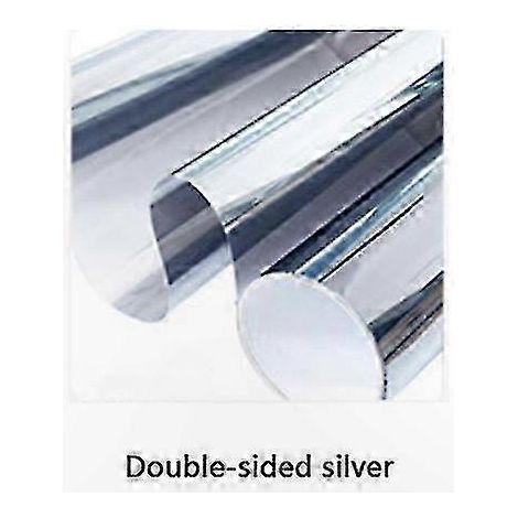 Film adhésif réfléchissant pour vitres, effet miroir, pour la protection solaire, idéal pour la maison et le bureau. Longueur : 1 mètre (60 cm). Double face, couleur argent. (1/5)