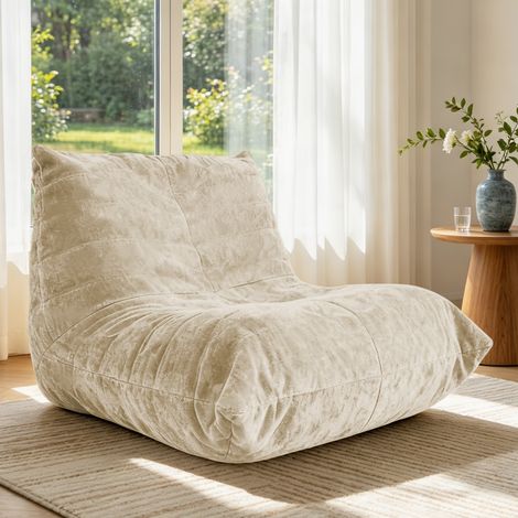 Indoor-Sitzsack-Sessel mit hoher Rückenlehne, 100 x 90 x 80 cm, Beige HAVRYA (1/5)
