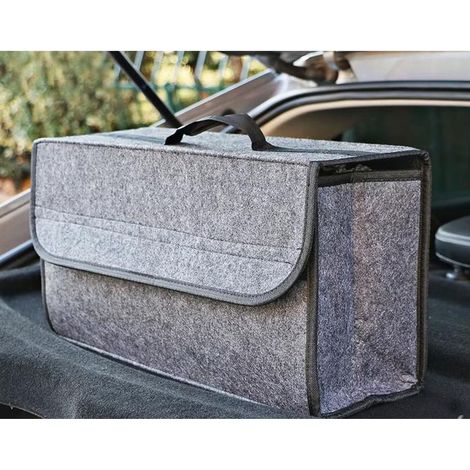 1 pièce Sac de rangement coffre voiture, antidérapant, en feutre souple gris, multi-compartiments, pour organisation intérieure véhicule (1/4)