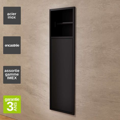 Niche de WC 17 x 60 cm - Rangement Mural Encastrable en finition Noir Mat - EGEAN (1/5)