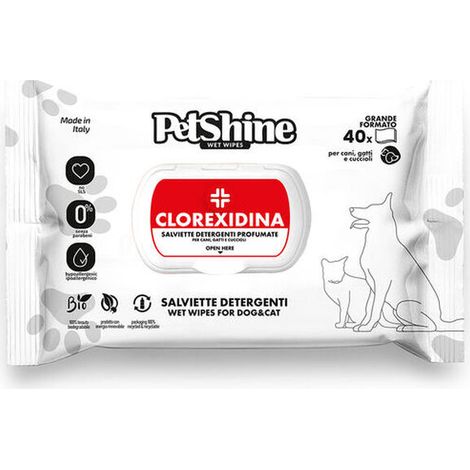 PORRINI Salviette igieniche per Cani e Gatti, clorexidina, 40 Pezzi, Cane (1/2)