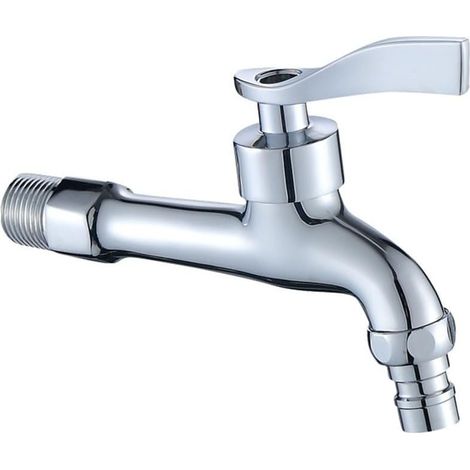 Robinet lave-linge - laiton - argenté - pour machine à laver (1/5)