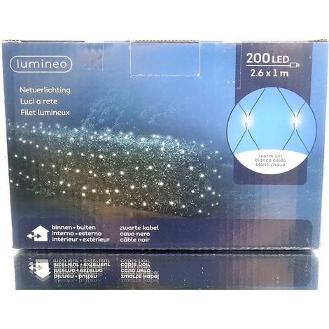 Lumineo LED Lichternetz schwarz 2,6 x 1 Meter 200 Lichter - warmweiß (1/2)