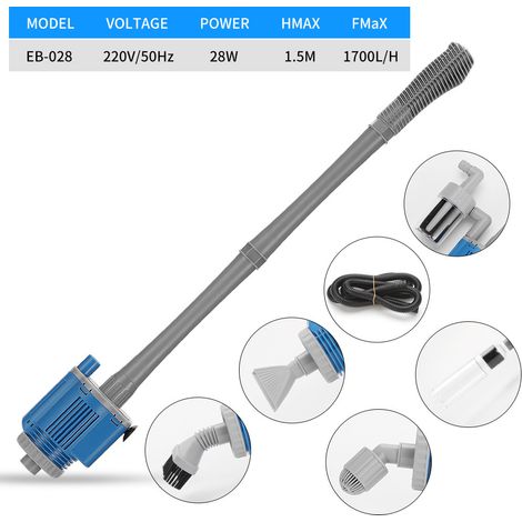 Elektrischer Aquarienreiniger mit Wasserwechsler, Sandreiniger, Schmutzentferner, Wasserfilter und Wasserdusche, 5-in-1 Multifunktions-Kiesreinigungsset, 28 W, 220 V