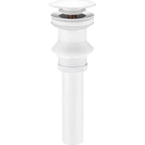 Bonde escamotable blanche avec trop-plein bouchon de vidange escamotable pour dessus de vanité bouchon de vidange escamotable en laiton revêtu blanc bouchon de vidange évier bouton poussoir avec panie (1/5)
