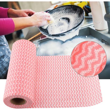 Lot de 50 torchons jetables antiadhésifs en non-tissé pour la cuisine (rouge) (1/5)