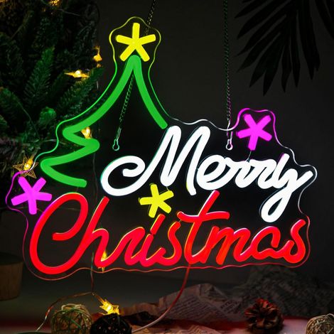 Décoration murale néon colorée « Joyeux Noël », enseigne LED, idéale pour le Nouvel An, les fêtes, les chambres, les salons (40,532,5cm) (1/5)