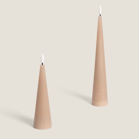 2er Set konische LED Weihnachtskerzen aus Wachs Eira Beige ø5 cm (1/5)