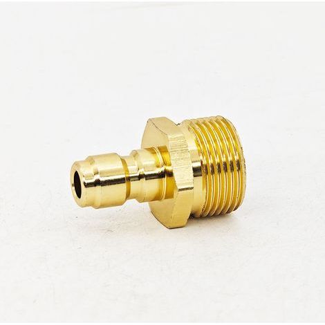 Wasserauslassanschluss für Autowaschanlagen, M22-Schnellverbinder (weiblich und männlich) aus aluminiumbeschichtetem Kupfer für handelsübliche Autowaschpistolen. (1/4)