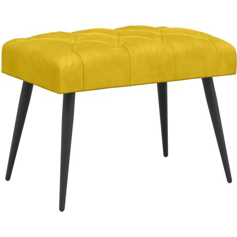 Bench with Button Tufted Yellow 60 x 40 x 45 cm Velvet vidaXL (1/5)