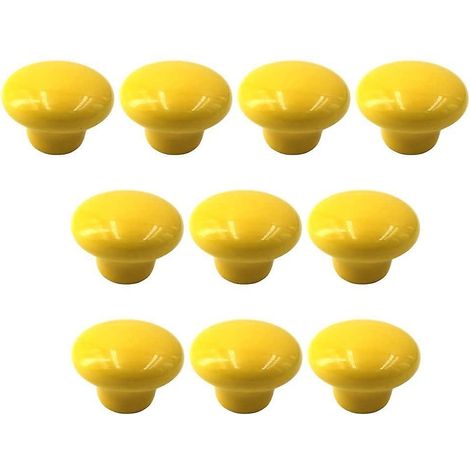 Poignées et boutons de tiroir en céramique, poignées de porte pour chambre d'enfant, lot de 10, jaune (avec (1/5)