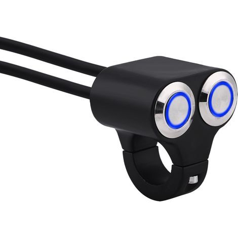 Commande 7/8" 22mm Interrupteur Guidon Moto Phare Frein Feux Anti-Brouillard Marche/Arrêt avec Voyant Type C (1/5)