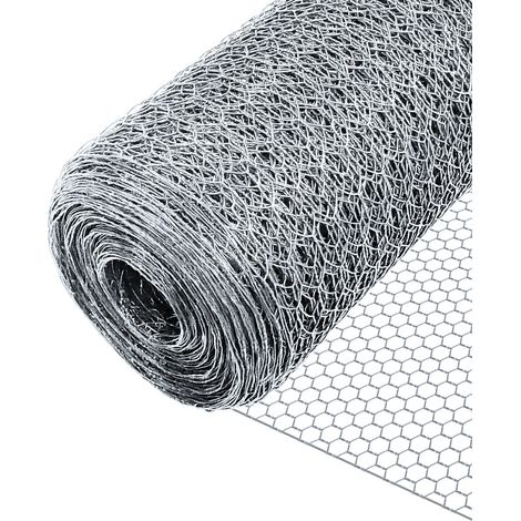 VOUNOT Chicken Wire Mesh, Metal Animal Fence, 13mm Holes, 1m x 50m, Galvanized Silver