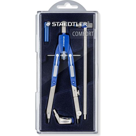 Staedtler Mars Comfort - Compasso Scuola Media Elementare e Superiore, Include Astuccio e Tubetto Mine, Ideale per Cancelleria Scuola Ufficio e Cartoleria - Materiale Scolastico e Cose per la Scuola (1/4)