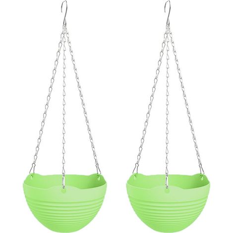 Lot de 2 petits pots de fleurs suspendus verts (1/5)