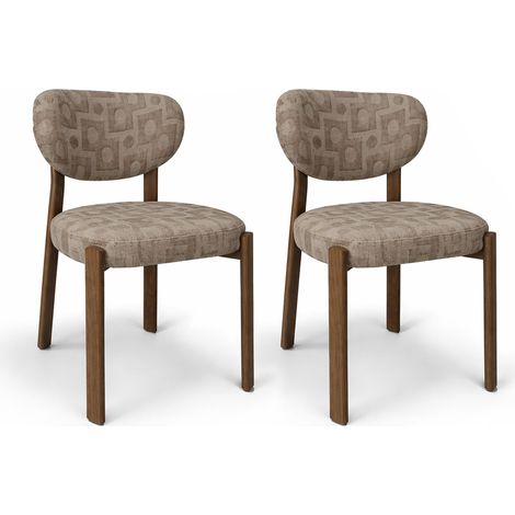 Lot de 2 chaises pied bois et tissu, SUZIE