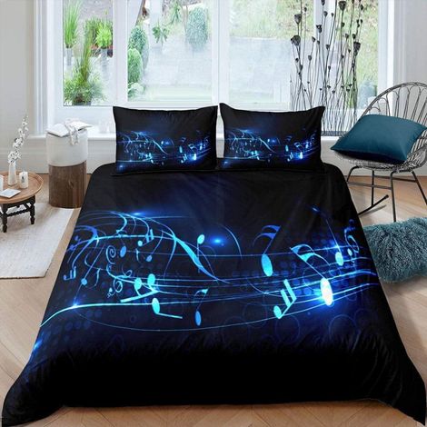 Bettwäsche-Set 155x220 cm mit Musiknoten-Design, 2-teilig, Mikrofaser